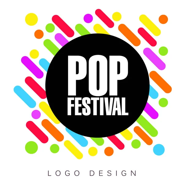 Pop festival logo template, creative banner, poster, flyer design element for musical party celebration vector Illustration — Stock Vector