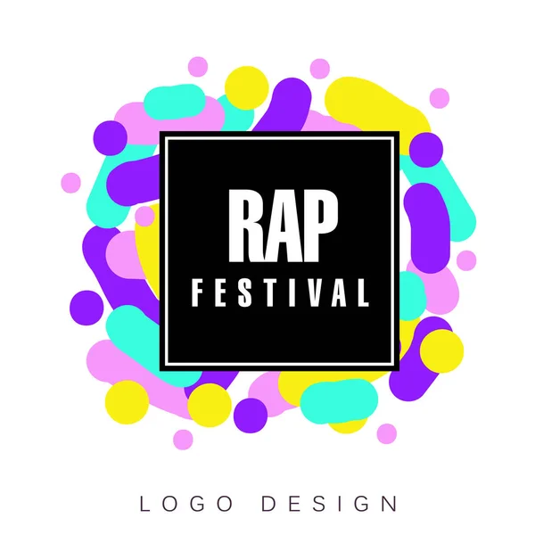 Rap festival logo template, creative banner, poster, flyer design element for musical party celebration vector Illustration — Stock Vector