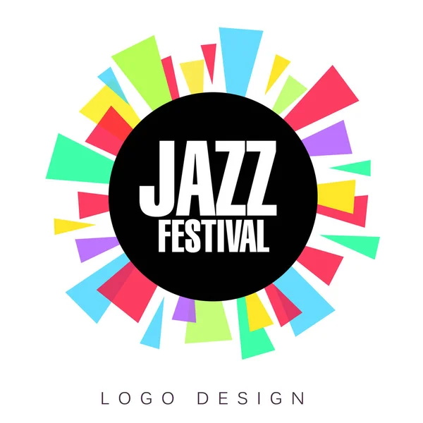 Jazz festival logo template, colorful creative banner, poster, flyer design element for musical party celebration vector Illustration — Stock Vector
