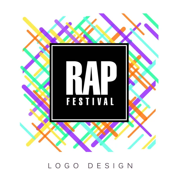 Rap festival logo, colorful creative banner, poster, flyer design element for musical party celebration vector Illustration — Stock Vector