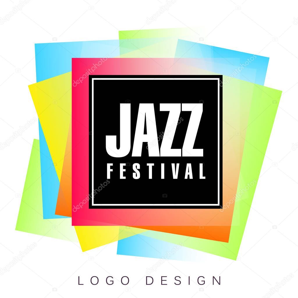 Jazz festival logo template, creative banner, poster, flyer design element for musical party celebration vector Illustration