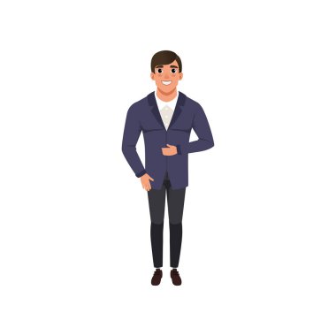 Yakışıklı genç moda giysileri üzerinde beyaz bir arka plan illüstrasyon vektör