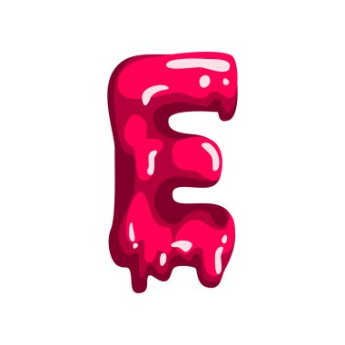 E mektup tatlı meyve jöle, parlak, beyaz bir arka plan üzerinde yenilebilir sıvı yazı tipi vektör çizim