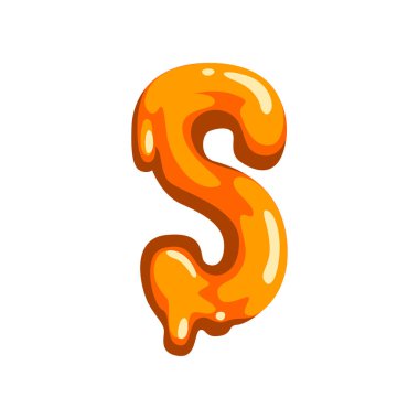 S harfi tatlı meyve jöle, parlak, beyaz bir arka plan üzerinde yenilebilir sıvı yazı tipi vektör çizim