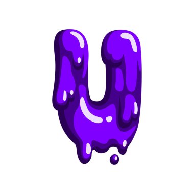 U harfi tatlı meyve jöle, parlak, beyaz bir arka plan üzerinde yenilebilir sıvı yazı tipi vektör çizim