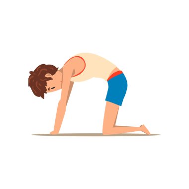 Erkek kedi Yoga poz, Marjaryasana, sırt ağrısı ve iyileştirilmesi duruş vektör çizim üzerinde beyaz bir arka plan için rehabilitasyon egzersiz