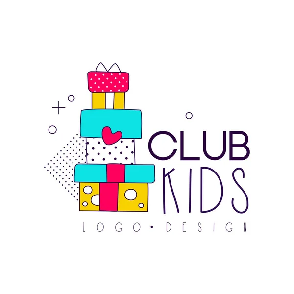 Logotipo do clube das crianças, elemento do projeto para o desenvolvimento, o vetor educacional ou do centro do esporte Ilustração isolada em um fundo branco — Vetor de Stock