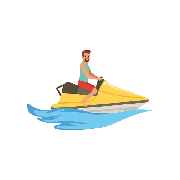 Male jet ski rider, extreme water sport activity vector Illustration on a white background