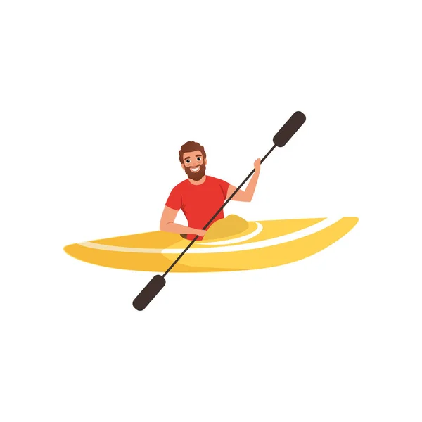 Kayaking man, water sport activity vector Illustration on a white background