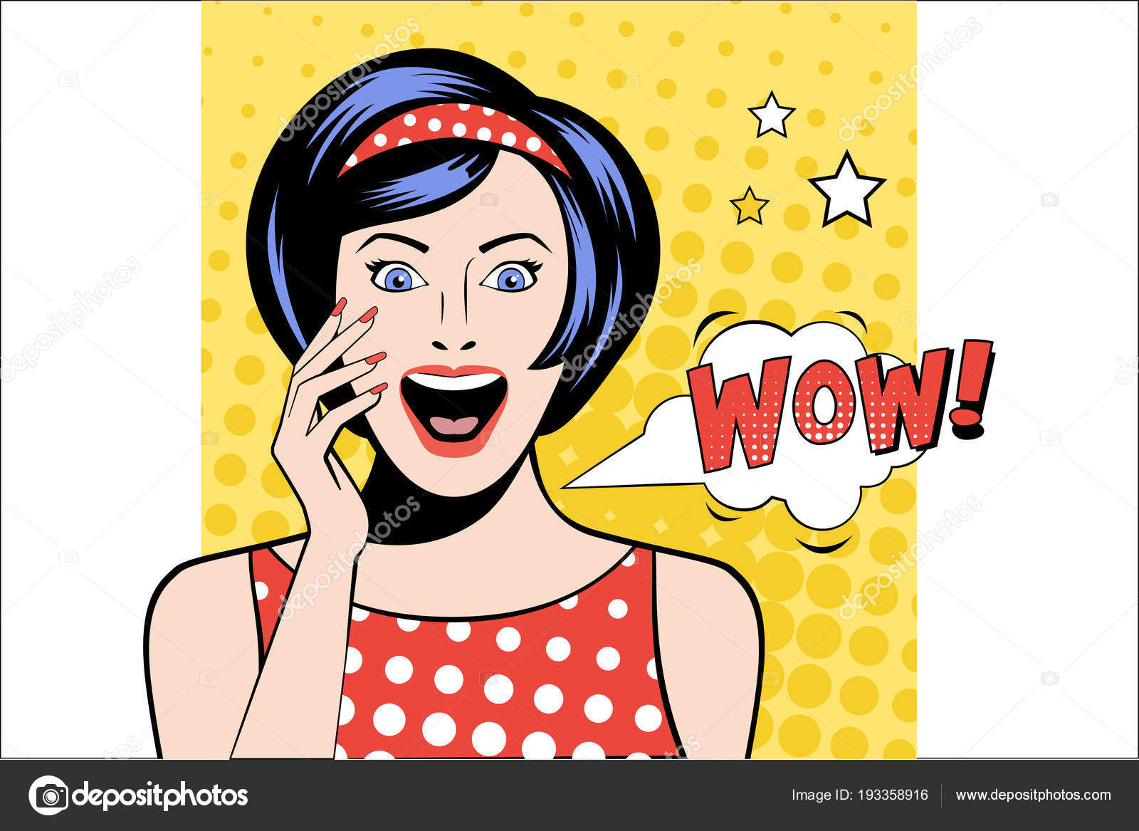 Pretty woman with surprised face expression. White speech bubble ...
