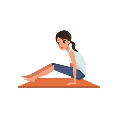 Kız çıkabileceklerdir asana, güzel kadın beyaz bir arka plan üzerinde yoga vektör çizim pratik yapıyor