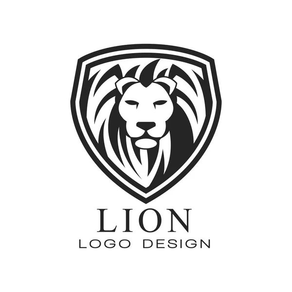 Design de logotipo de leão, elemento de estilo vintage clássico para cartaz, banner, embem, crachá, tatuagem, t shirt print vector Ilustração em um fundo branco — Vetor de Stock