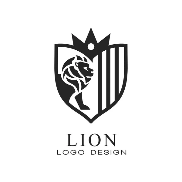 Lion logo design, element for poster, banner, embem, badge classic vintage style vector Illustration on a white background — Stock Vector