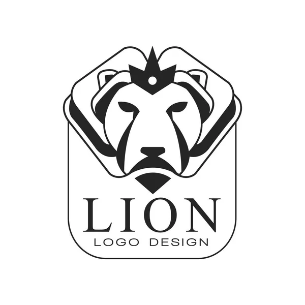 Lion logo design, classic vintage style element with wild animal for poster, banner, embem, badge, tattoo, t shirt print, vector Illustration on a white background — Stock Vector