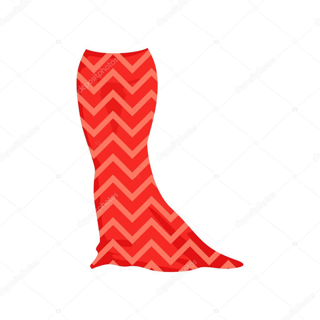 Red long elegant skirt, fashion women clothes vector Illustration on a white background