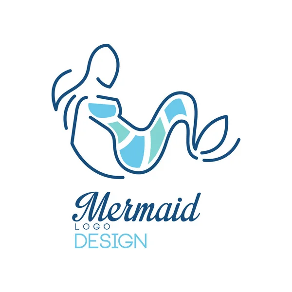 Logotipo de sirena, elemento de diseño para insignia, tarjeta de invitación, vector de banner Ilustración sobre un fondo blanco — Archivo Imágenes Vectoriales