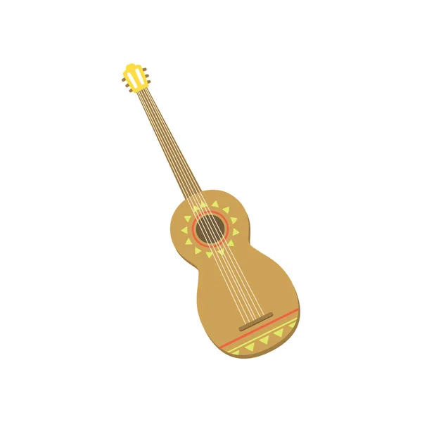 Guitarra espanhola com ornamentos mexicanos vetor Ilustração sobre um fundo branco — Vetor de Stock