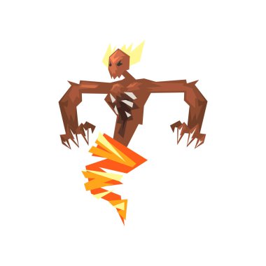 Ateşli canavar, şeytan karakteri vektör çizim beyaz bir arka plan