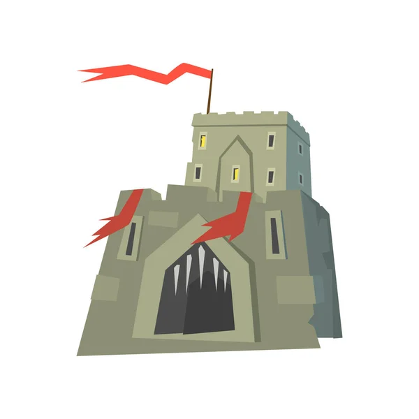 Fortaleza medieval, vector del castillo Ilustración sobre fondo blanco — Archivo Imágenes Vectoriales