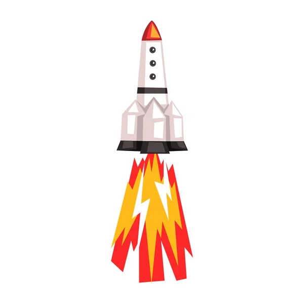 Rocket, space ship cartoon vector Illustration on a white background — Stock Vector