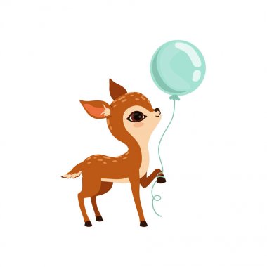 Cute little fawn character with balloon vector Illustration on a white background clipart