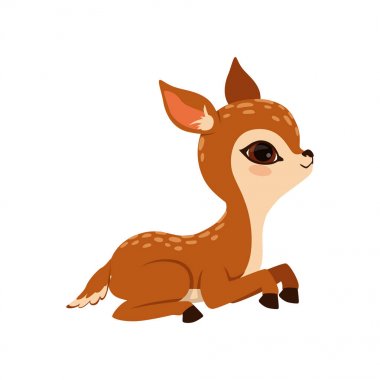 Cute little fawn character lying vector Illustration on a white background clipart