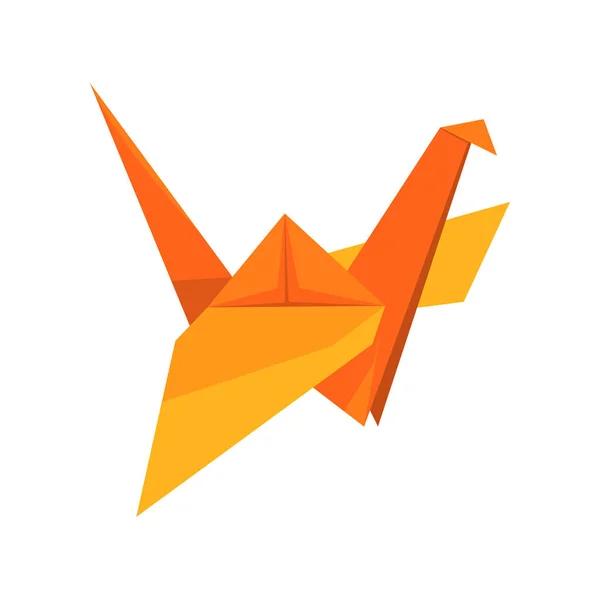 Oranžový jeřáb ptačí vyrobené z papíru origami technika vektorové ilustrace na bílém pozadí — Stockový vektor