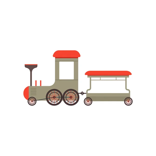 子供漫画グレーおもちゃの列車、機関車ベクトル イラスト白い背景の上の鉄道グッズ — ストックベクタ