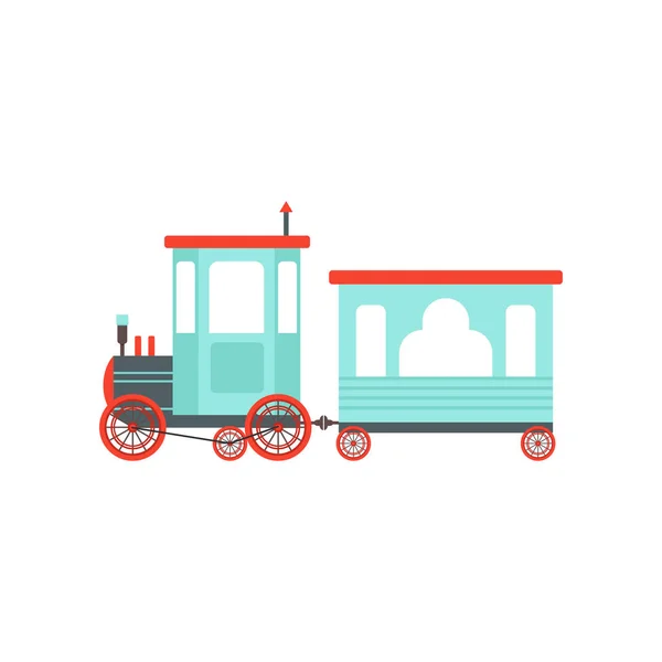 Barn tecknad leksakståg, Söt railroad leksak med lokomotivet vektor Illustration på vit bakgrund — Stock vektor