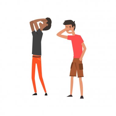 Birbirleri ile kavga iki kızgın adam beyaz bir arka plan üzerinde illüstrasyon vektör