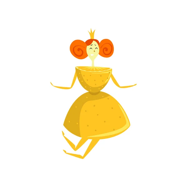 Lemon personagem dos desenhos animados, menina em traje de frutas vetor Ilustração em um fundo branco —  Vetores de Stock