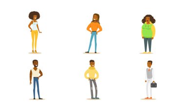 Genç erkekler ve kadınlar. Beyaz arkaplanda vektör illüstrasyonu.