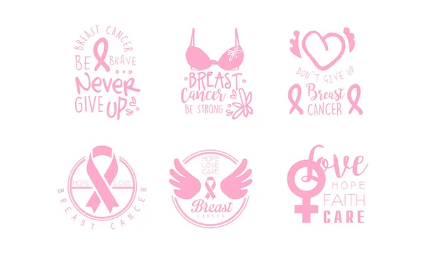 Set of logos in support of cancer patients. Vector illustration on a white background. — Stock Vector