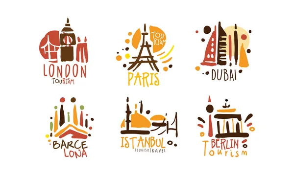 Ensemble de logos pour le voyageur. Illustration vectorielle sur fond blanc . — Image vectorielle