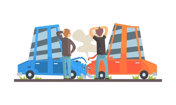Two cars had an accident. Vector illustration. — Stock Vector