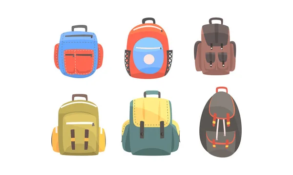 Set of backpacks for hiking. Vector illustration on a white background. — Stock Vector