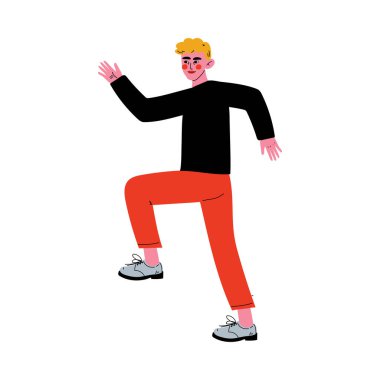 Başarılı Olmaya Giden Karizmatik Genç Adam, Hedefe Ulaşan Adam veya Sonuç Vektör İllüzyonu