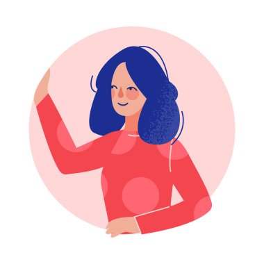 Yuvarlak Çerçeveden Dışarı Bakan Kız, Çemberdeki Çocuk Pencere Deliği Vektör İllüstrasyonu