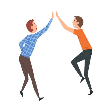 Mutlu Erkek Arkadaşlar Birbirine Çak Beşlik, İki Kişinin Buluşması, Partner Vektör İllüzyonu