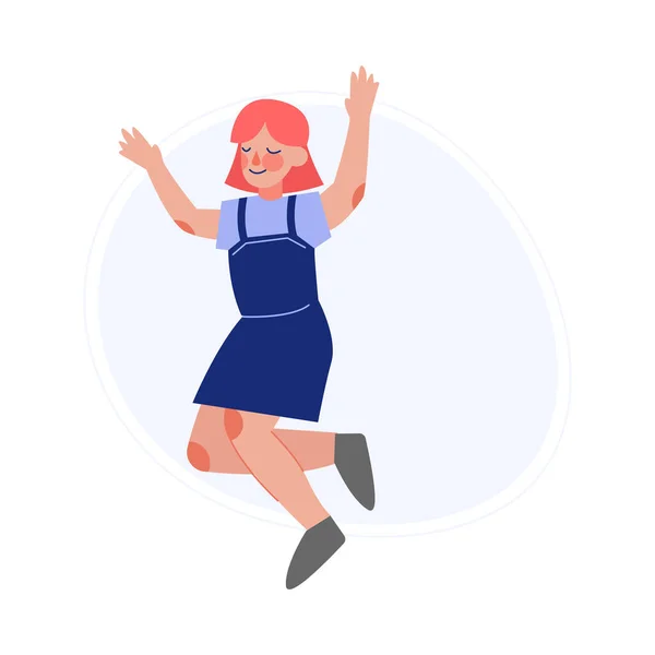 Feliz chica saltando alegremente, alegre chica adolescente que se divierte Vector ilustración — Vector de stock