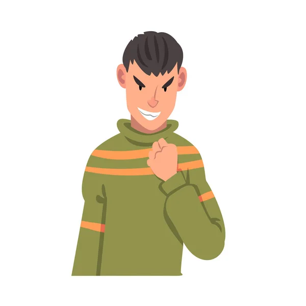 Jeune homme furieux, personnage masculin Émotions faciales Illustration vectorielle — Image vectorielle