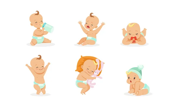 Babys Alltag. Vektor-Illustration auf weißem Hintergrund. — Stockvektor