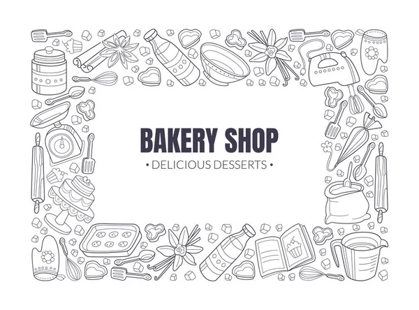 Inscripción negra Tienda de panadería en rectángulo blanco. Ilustración vectorial . — Archivo Imágenes Vectoriales