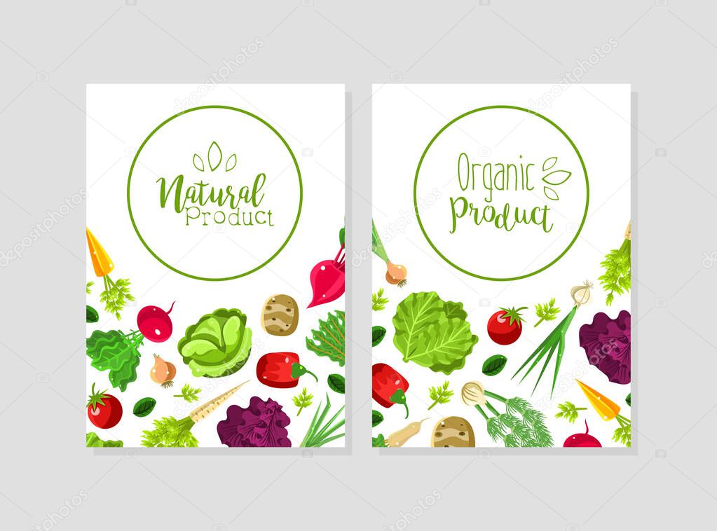 Poster Templates with the inscriptions Natural product and Organic product. Vector illustration on a white background.