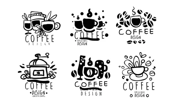 Set of logos for a coffee shop. Vector illustration. — Stock Vector