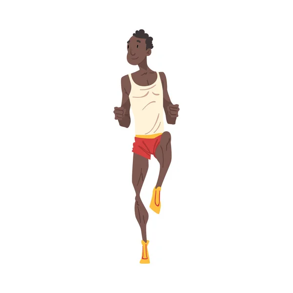 Mladý Afroameričan Běh, Profesionální Sprinter Postava ve sportovním oblečení, Aktivní Sport Životní styl Vektorové Ilustrace — Stockový vektor
