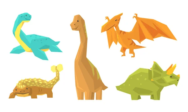 Set s různými typy dinosaurus vektorové ilustrace karikatura znak — Stockový vektor