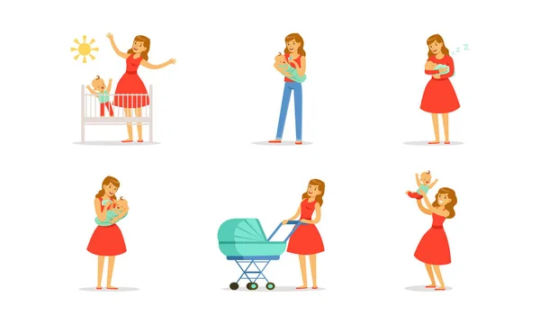 La jeune mère et son nouveau-né Illustrations vectorielles — Image vectorielle