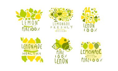 Limonata Etiketleri veya Logoları Orijinal Tasarım Vektörü Ayarları