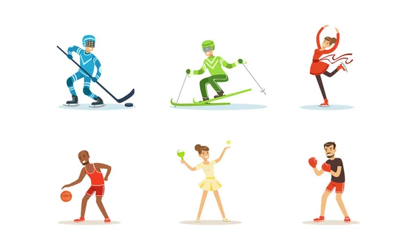 People Doing Different Kinds of Sports Vector Set — Stock Vector